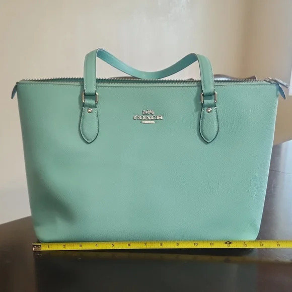 Coach "Faded Blue "Leather Tote Bag with Silver Hardware - Picture 1 of 6